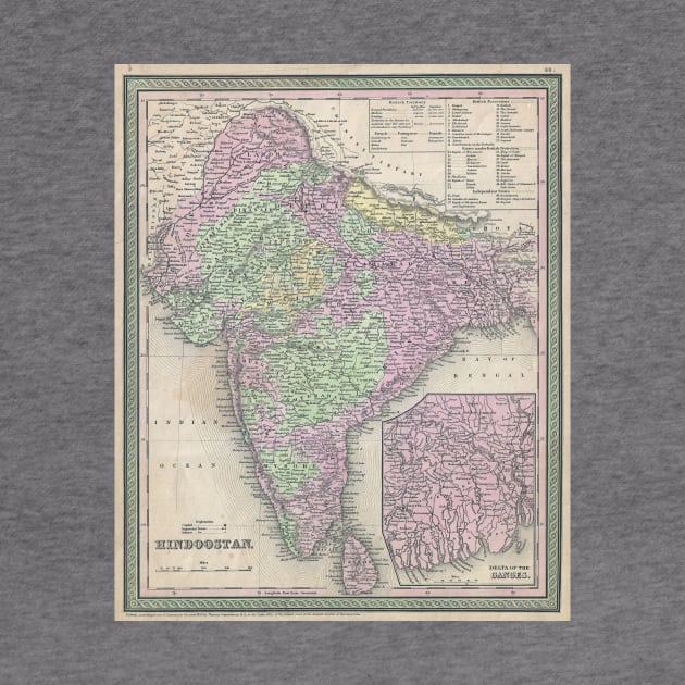 Vintage Map of India (1853) by Bravuramedia